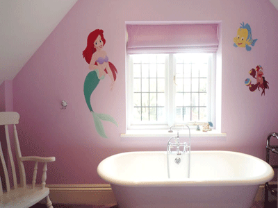 pink wall painting small bathroom ideas