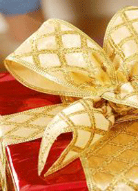 christmas gifts, presents with ribbons