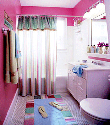 bathrooms wall decor painting pink purple modern ideas