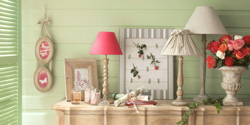 green wall paint color pink lamp shade