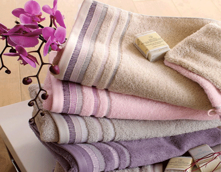 modern bathrooms accessories towels gray pink purple