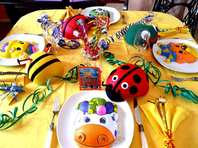 cow children carnival masks table decorating ideas