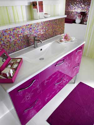 modern bathroom decorating ideas purple rug accessories