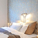 bedroom decorating ideas white paint blue wallpaper