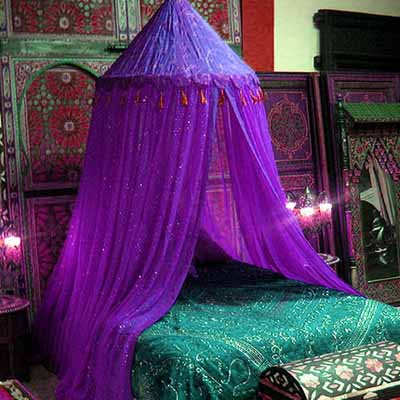 moroccan beds canopy green purple bedroom colors