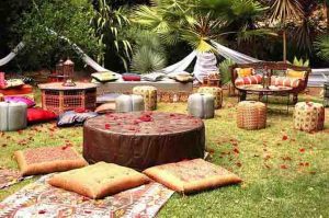 leather ottomans and floor cushions party ideas in middle eastern style