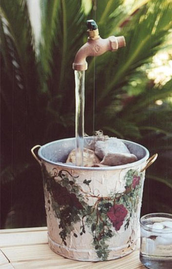 bucket water fountain creative backyard ideas