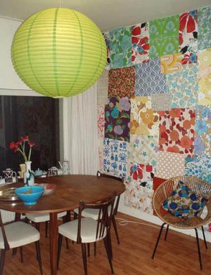 modern wall decor ideas with patchwork wallpaper pattern