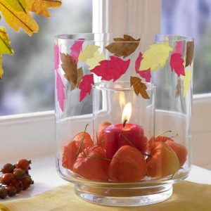 chinese lantern flowers and red candle centerpiece idea