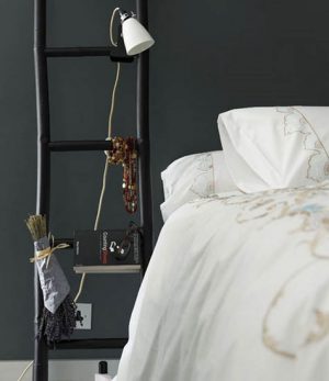 black wooden ladder for modern bedroom decorating