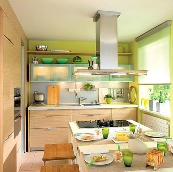 Green Paint  and Kitchen  Accessories Small  Kitchen  