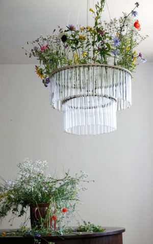 glass chandelier in art deco style