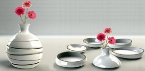 unique home accents, vase and plates