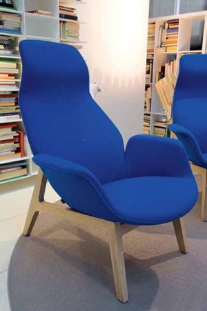 blue upholstered chair