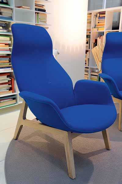 blue upholstered chair