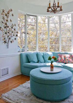 bay window design with sofa