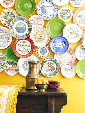 ceramic plate collage for decorating large wall