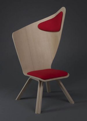 contemporary chair with tall backrest and cushion