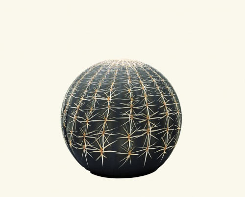 ottoman with cactus fabric print