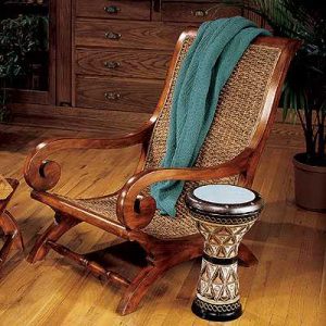 wood armchair and side table in colonial style house