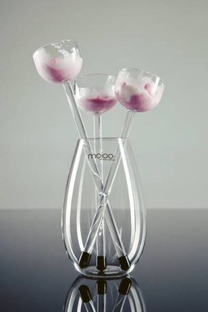 glass vase with canape glasses for ice cream