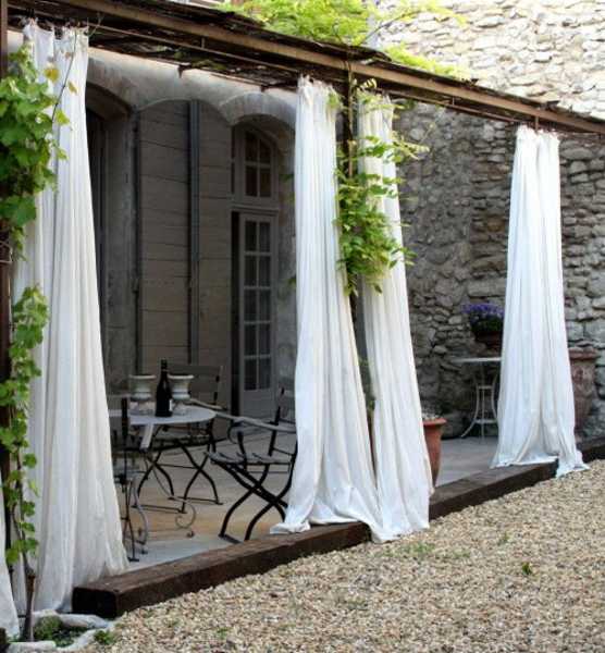 white curtains for patio design