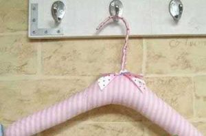 homemade padded hanger in pink color