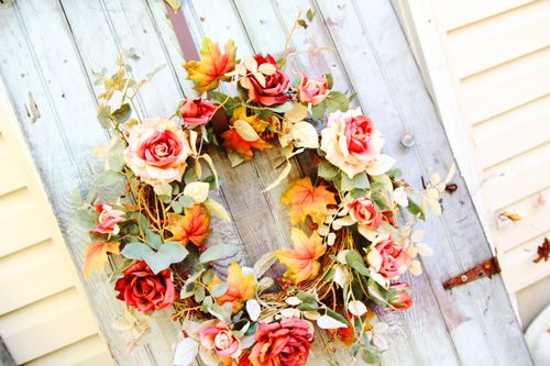 fall wreath with roses