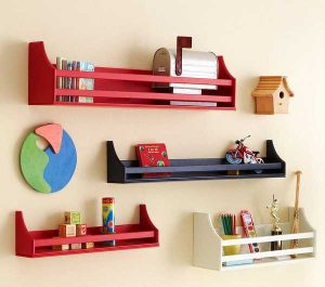 colorful wall shelves for children bedroom