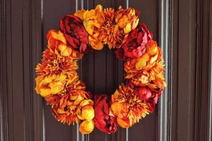 fall flowers wreath for door decorating