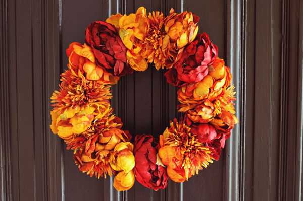 fall flowers wreath for door decorating