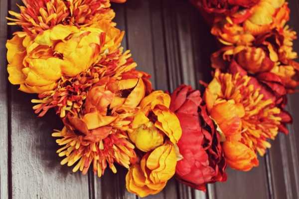 yellow orange flowers wreath for wall decoration