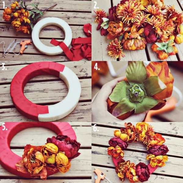 handmade fall wreath with flowers