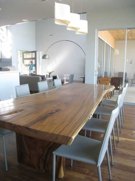 solid wood table in dining room