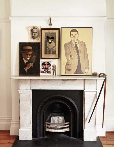 vintage decor for fireplace mantel