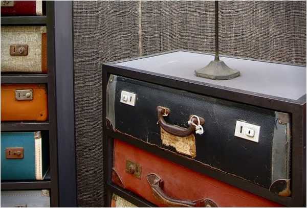 old suitcases turned into chest drawers