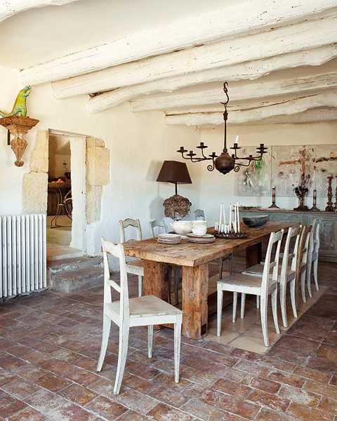 wood furniture , large table and chairs for dining room decorating in country home style