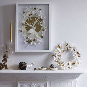 paper craft ideas, frame with deer for wall decoration