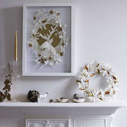 paper craft ideas, frame with deer for wall decoration