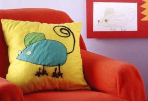 decorative pillow with fabric applique for unique interior decorating