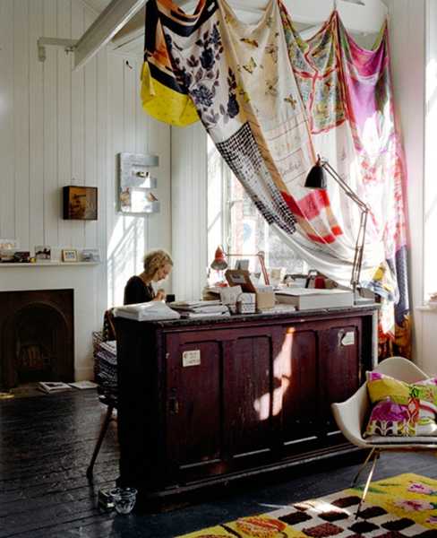 room divider and curtain made of scarves