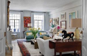 white living room decorating in eclectic style