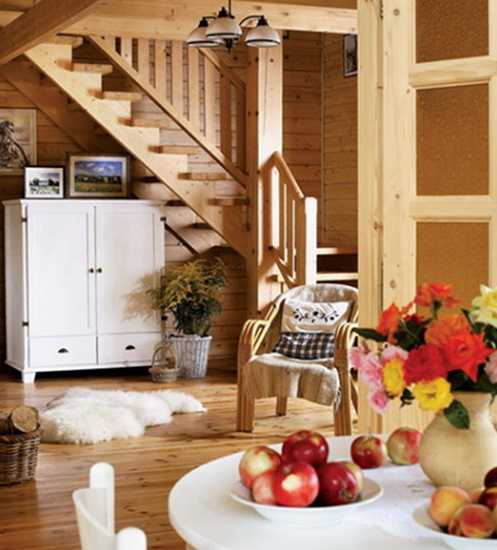 country home interior design and decorating with white painted wood furniture