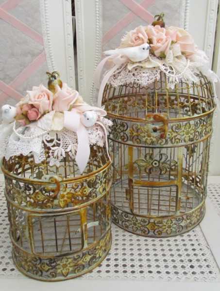 fabric decorations for antique bird cages