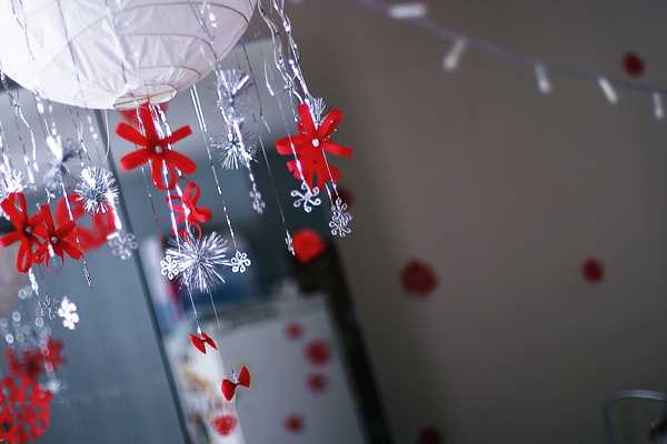 white and red christmas decorations in scandinavian style