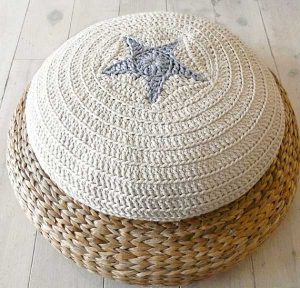 crochet ottoman with starfish pattern, baby room ideas