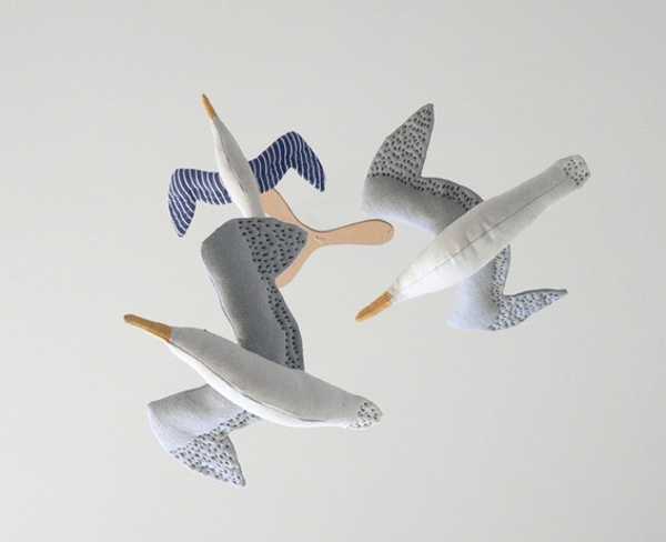 baby room ideas, cotton gull birds decorations