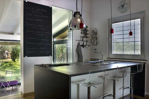 italian kitchen design with blackboard on wall