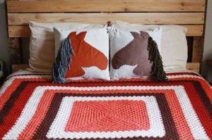 handmade pillow covers with horse head appliques