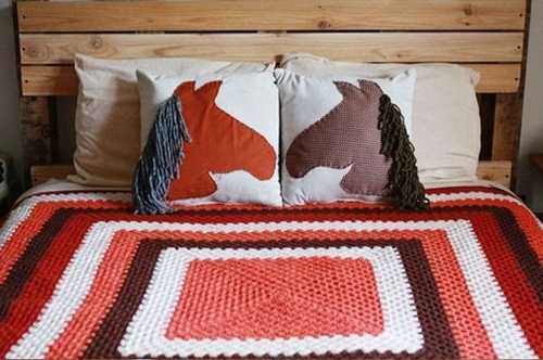 handmade pillow covers with horse head appliques